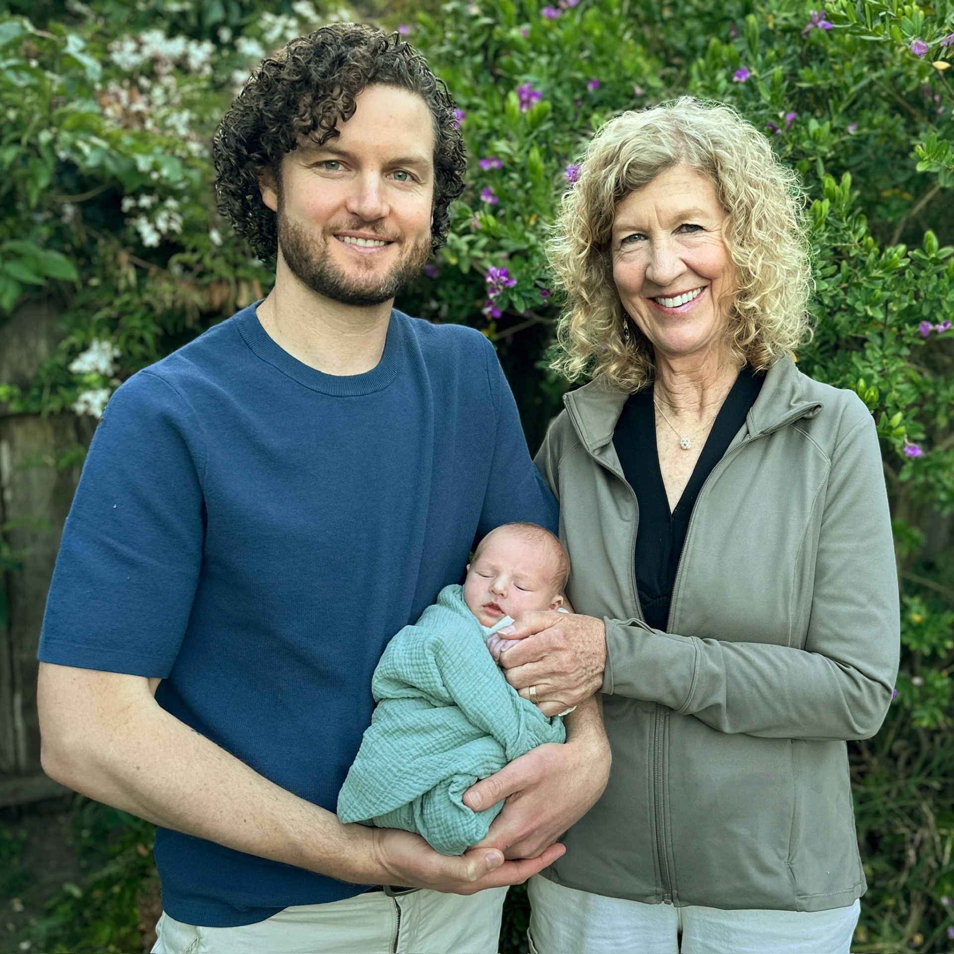 Three generations of one family photographed together outdoors